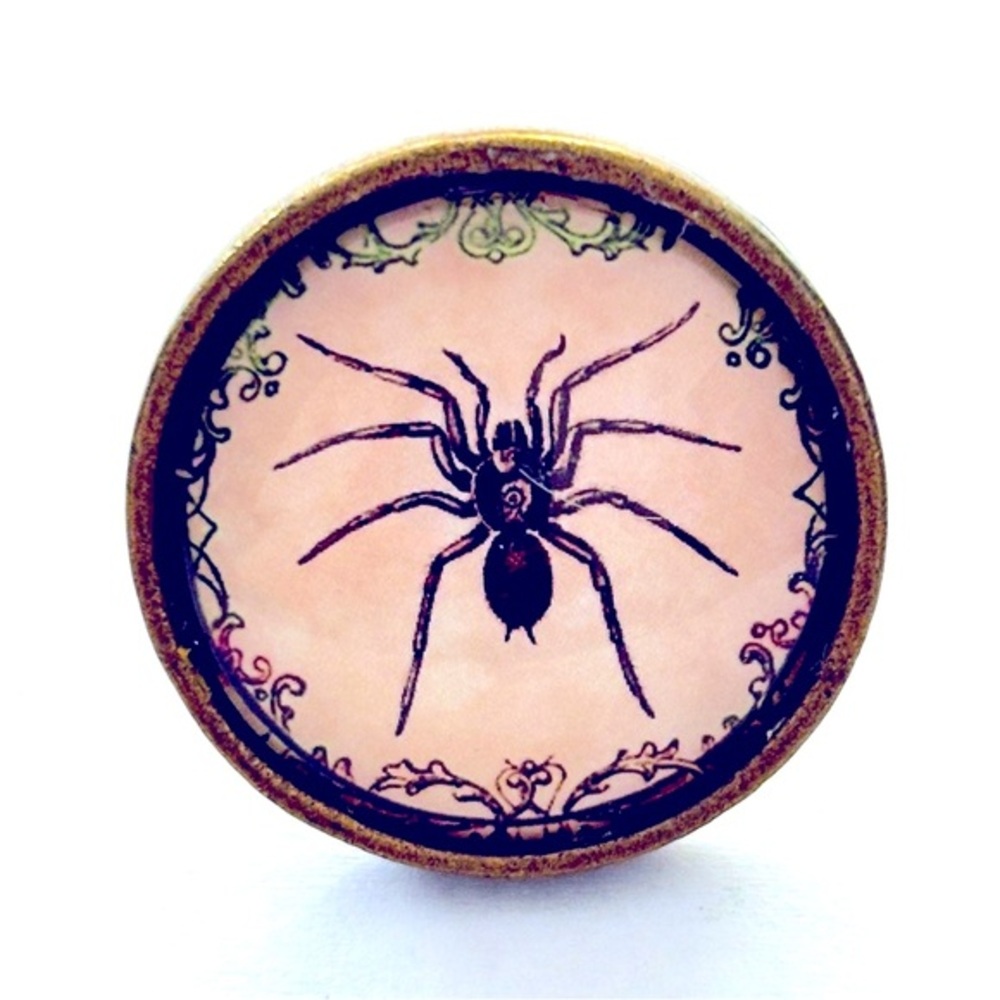 Handmade Spider Print Adjustable Ring, NWT